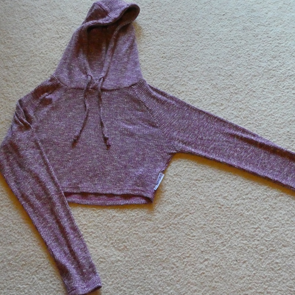 Gymshark Slounge Cropped Hoodie Deep Plum Marl